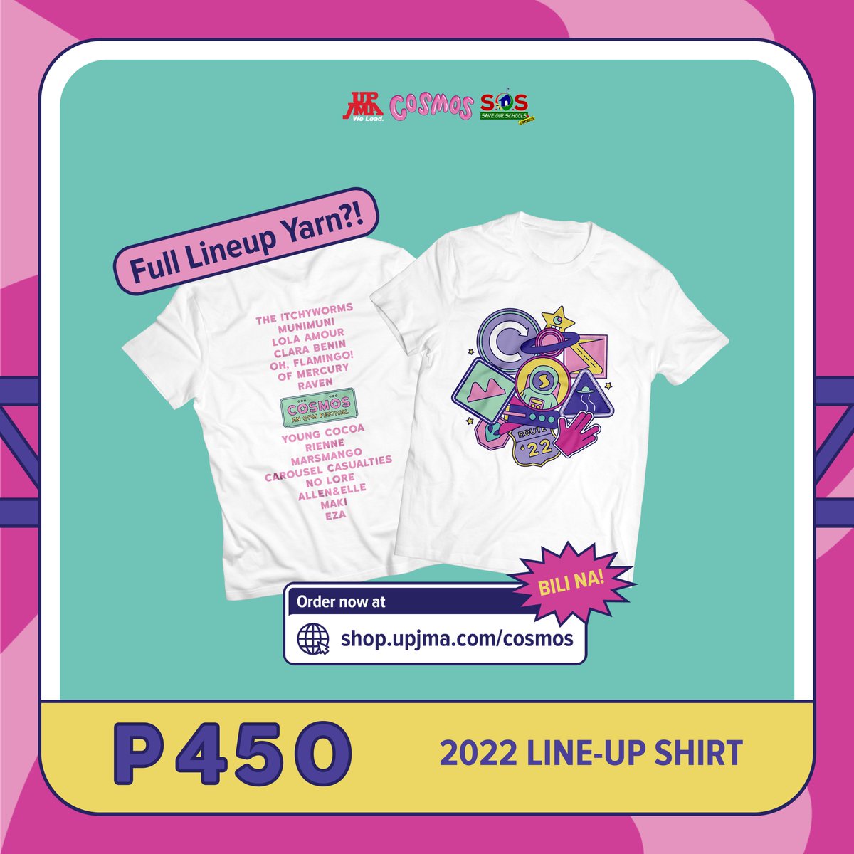 CosmosOPMFest's tweet photo. Now give it up for the BACK OF THE SHIRT! 👏🏻

Kunin mo na ‘yang lineup shirt at mga iba pa sa https://t.co/6R3XvolV2u! Shop na!

#CosmosMerch2022 #GetCosmic #MissionCosmos https://t.co/IOfIxjHsS2