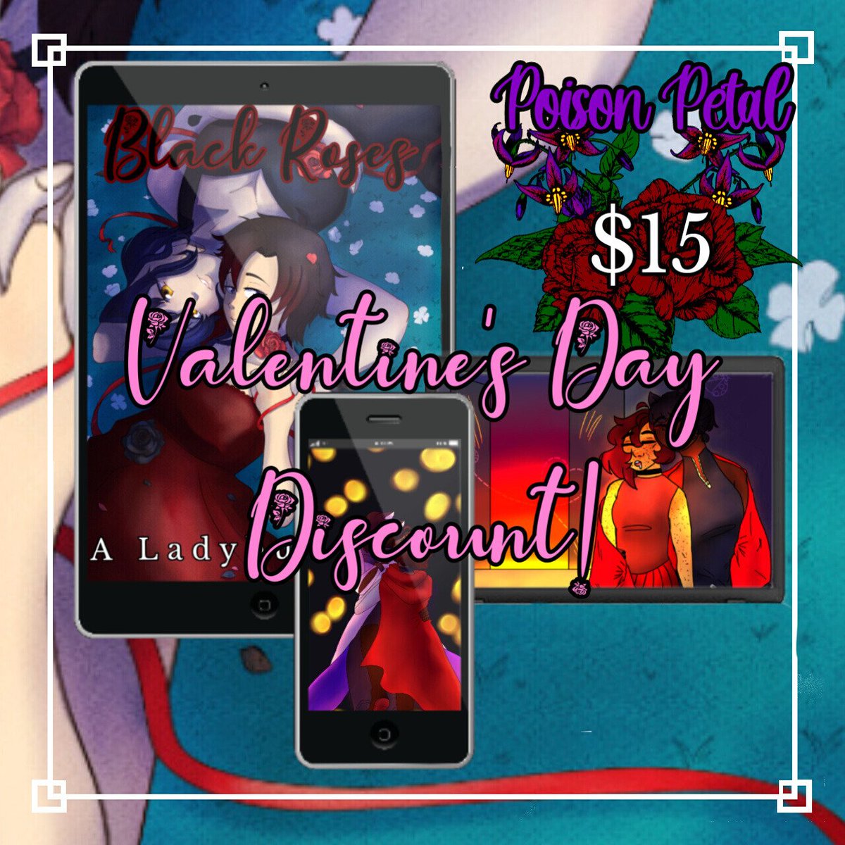 blackroseszine's tweet photo. Happy Valentine's day everybody! From February 10th (today) to February 16th we are having a sale for 15% off your ENTIRE ORDER if you use the discount code "LOVEBUG"!
Get yours today @ https://t.co/HvoOlnNN1p !
#RWBY #RWBYLadybug #LadybugRWBY #Fanzine #FandomZine https://t.co/BfL7tabI4C
