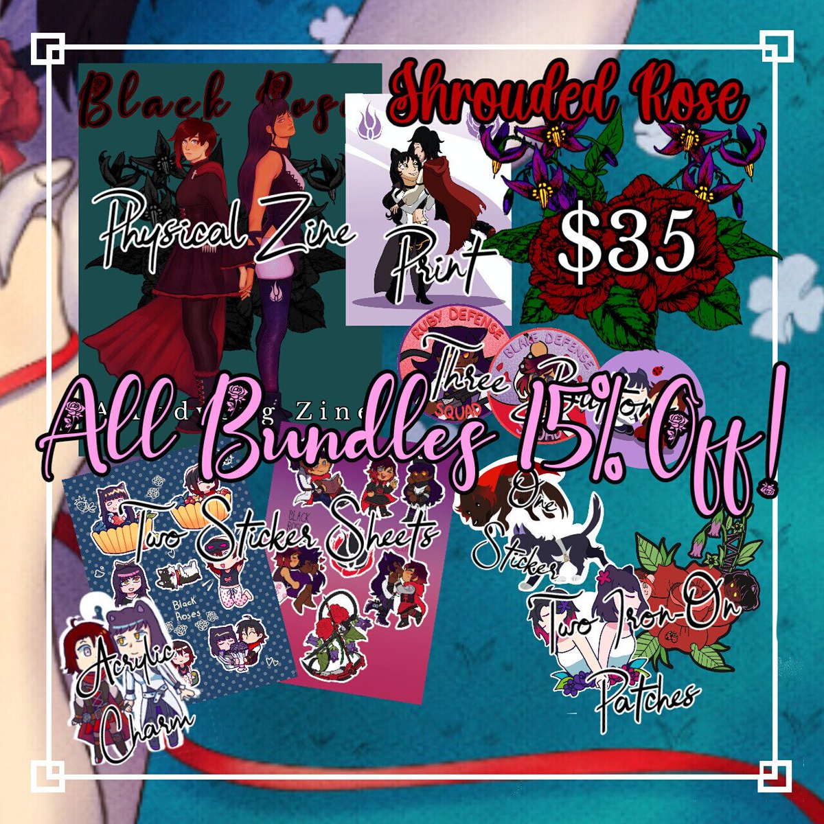blackroseszine's tweet photo. Happy Valentine's day everybody! From February 10th (today) to February 16th we are having a sale for 15% off your ENTIRE ORDER if you use the discount code "LOVEBUG"!
Get yours today @ https://t.co/HvoOlnNN1p !
#RWBY #RWBYLadybug #LadybugRWBY #Fanzine #FandomZine https://t.co/BfL7tabI4C