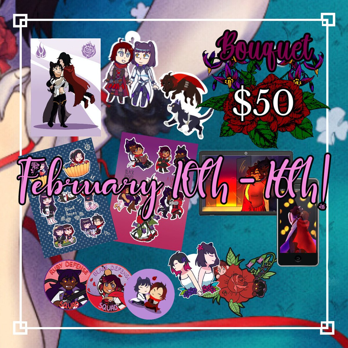 blackroseszine's tweet photo. Happy Valentine's day everybody! From February 10th (today) to February 16th we are having a sale for 15% off your ENTIRE ORDER if you use the discount code "LOVEBUG"!
Get yours today @ https://t.co/HvoOlnNN1p !
#RWBY #RWBYLadybug #LadybugRWBY #Fanzine #FandomZine https://t.co/BfL7tabI4C