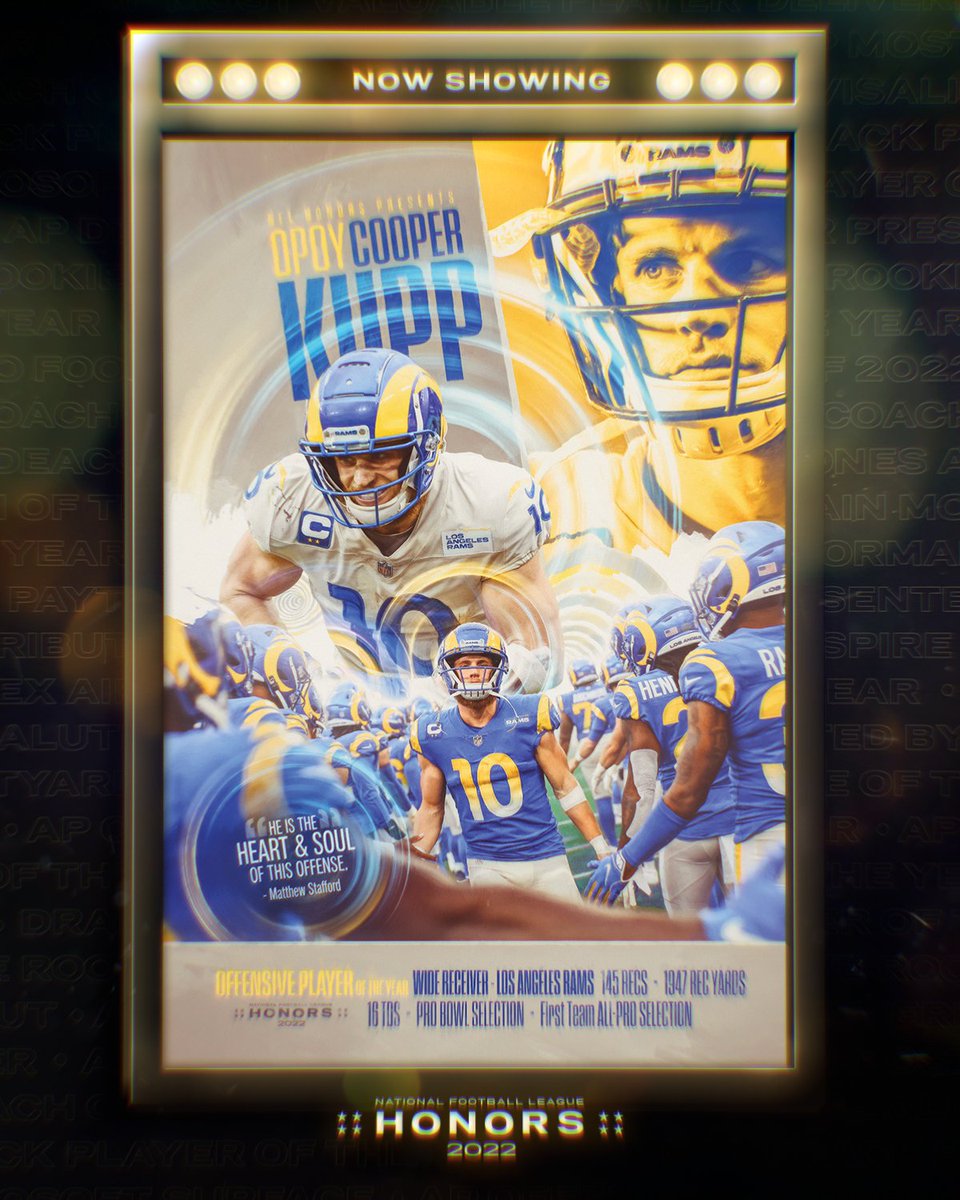 A complete WR. A historic season.

<a href="/CooperKupp/">Cooper Kupp</a> is the Offensive Player of the Year! #NFLHonors (by <a href="/surface/">Microsoft Surface</a>)