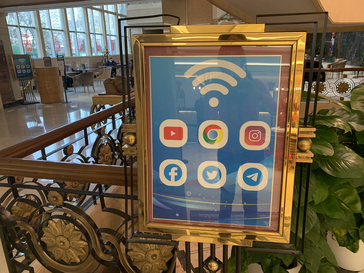 lizalinwsj's tweet photo. I love how our Beijing hotel chooses to indicate the areas with open, global internet for guests. #Beijing2022  #GreatFireWall https://t.co/027m64GyMS
