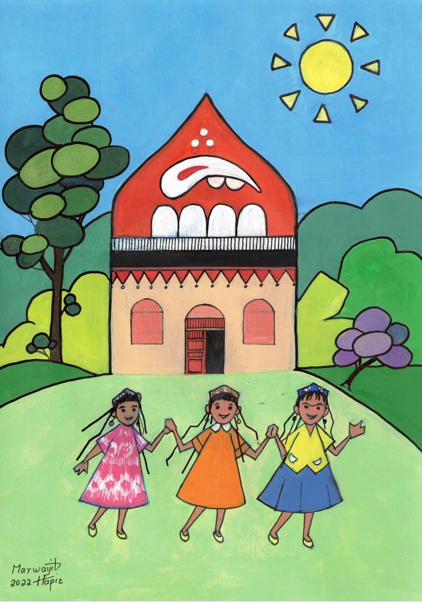 Baliliq: Childhood 

By Uyghur Artist <a href="/marwayit/">Marwayit Hapiz</a> Hapiz 

Aq tash, Kök Tash, Derya boyida süzük tash, oynaydighan balilar barmu….