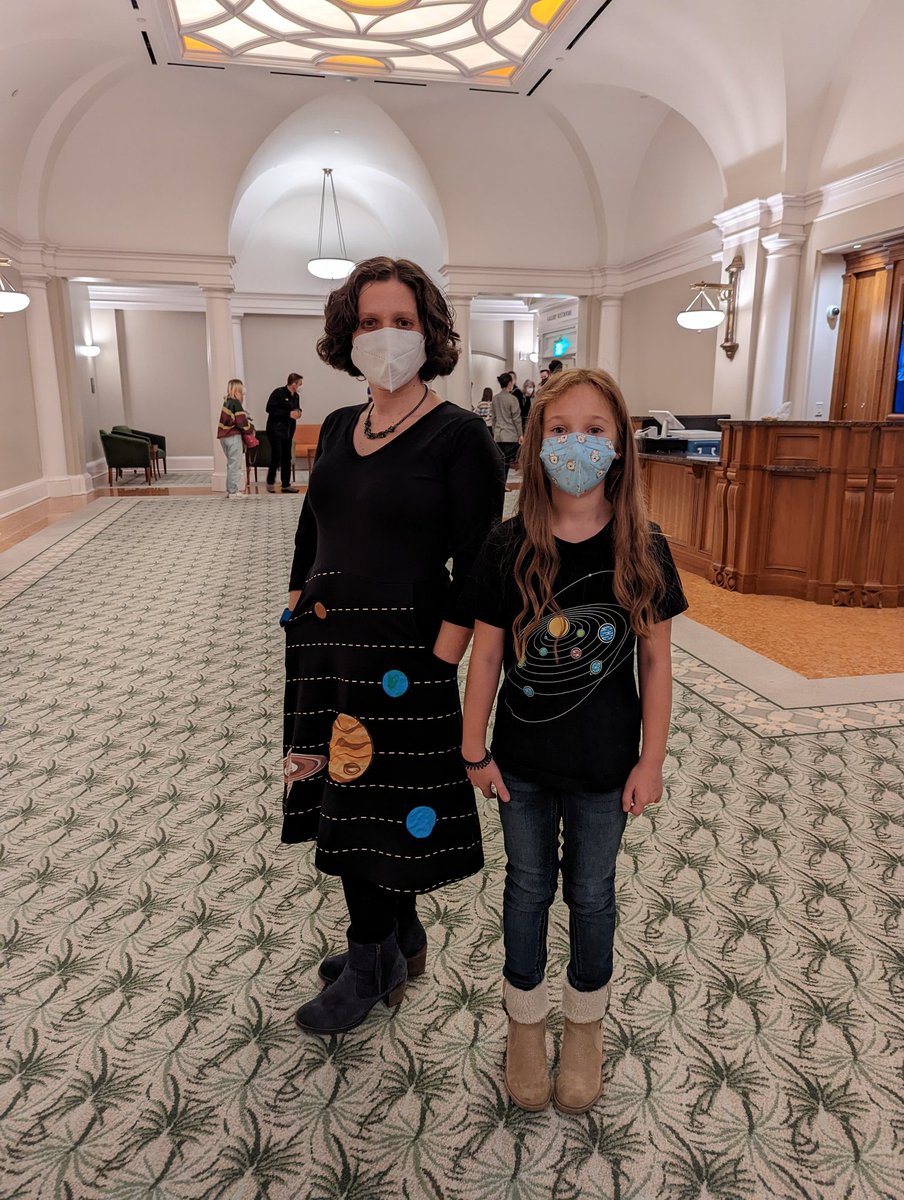 eliza_varadi's tweet image. Seems appropriate that my kid and I wore out @SvahaUSA solar system outfits to see @neiltyson at @GaillardCenter #geeking #WomenInScience #WomenInSTEM