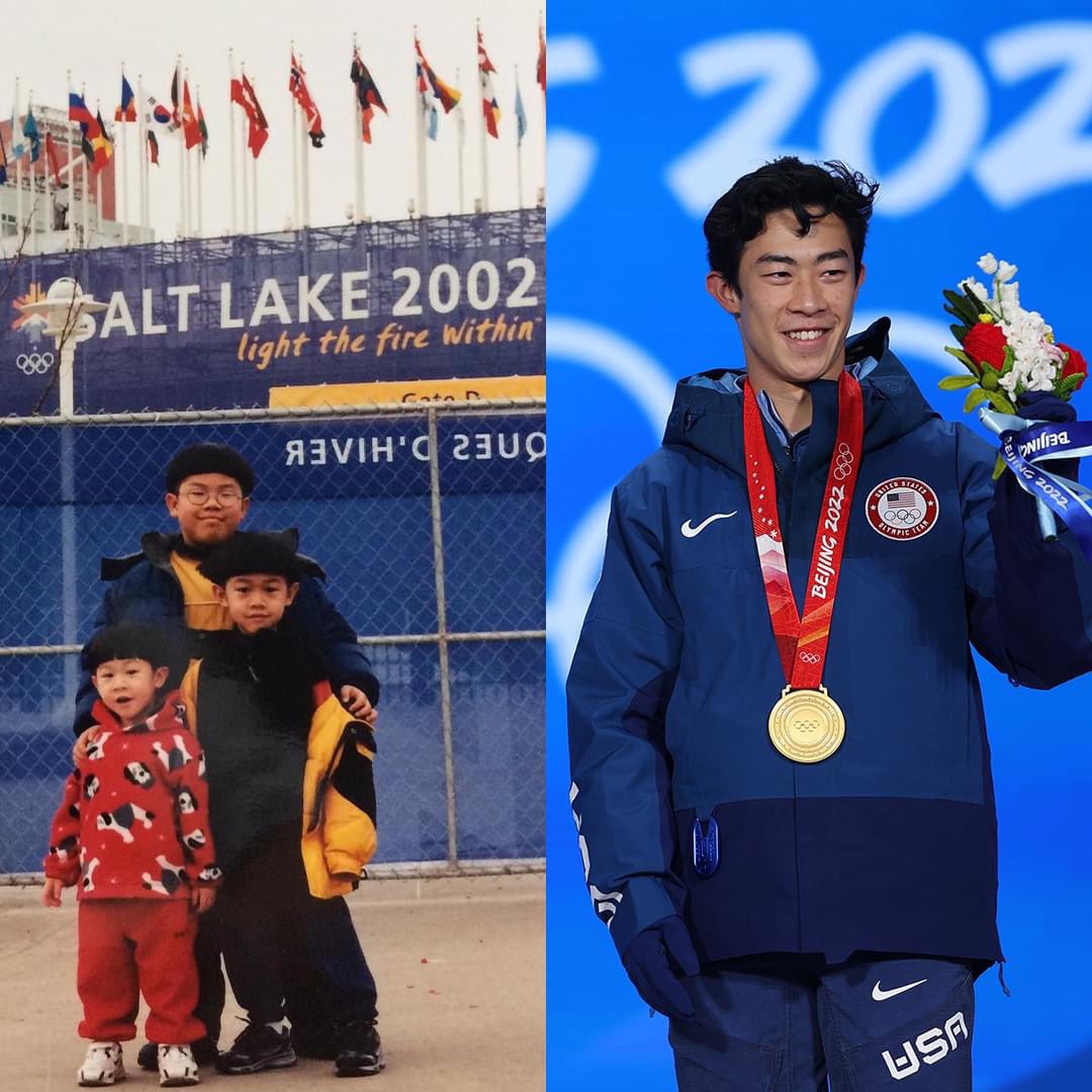 gracecottonham's tweet photo. Fast forward 20 years later. 

What dreams are made of. 

How amazing! Congratulations, #NathanChen #WinterOlympics 

@NBCOlympics https://t.co/9sGzmgOCya
