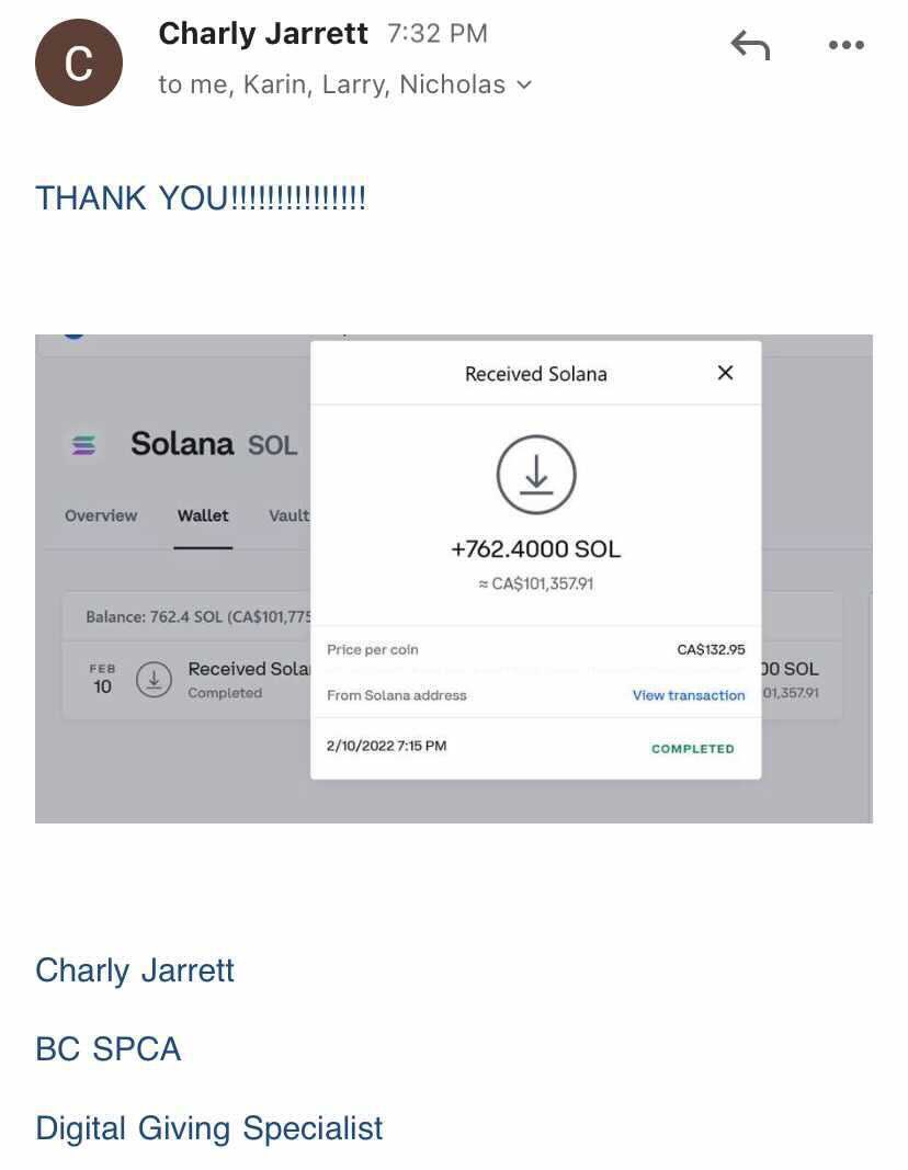 RuffLife Rescues. (@rufflifenft) on Twitter photo We just donated $101,000 to the <a href="/BC_SPCA/">BC SPCA / BCSPCA</a>!!! 🥳🥳🥳
This is the first of many & we are so happy to be able to contribute to such an amazing cause. 🐕
We couldn’t have done it without the help of the entire community, so on behalf of team <a href="/RuffLifeNFT/">RuffLife Rescues.</a> we THANK YOU!!! 🙏🏽🙏🏽🙏🏽 We just donated $101,000 to the <a href="/BC_SPCA/">BC SPCA / BCSPCA</a>!!! 🥳🥳🥳
This is the first of many & we are so happy to be able to contribute to such an amazing cause. 🐕
We couldn’t have done it without the help of the entire community, so on behalf of team <a href="/RuffLifeNFT/">RuffLife Rescues.</a> we THANK YOU!!! 🙏🏽🙏🏽🙏🏽