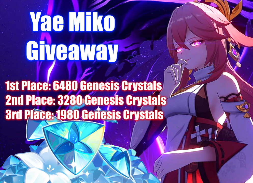 Yae Miko GIVEAWAY 3 WINNERS: ♡ First place: 6480 Genesis Crystals ♡ 2nd place: 3280 Genesis Crystals ♡ 3rd place: 1980 Genesis Crystals Rules: ♡ RT + Like this tweet ♡ Follow Me + Notifications On ♡ Reply with 'Yae Miko' Ends on 26th February #GenshinImpact #yaemiko