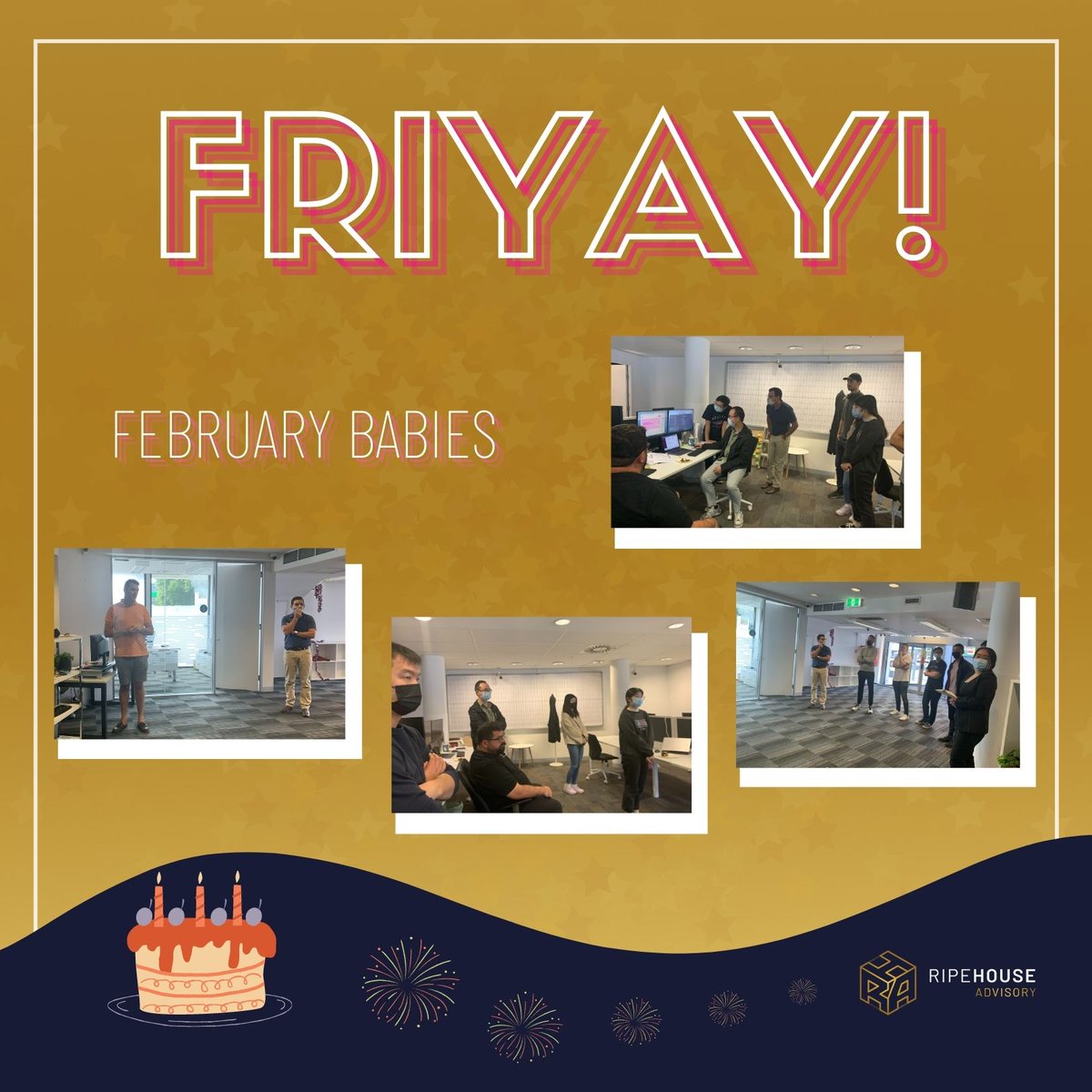 Ripehouse's tweet photo. Today Ripehouse Advisory is celebrating February babies 🙌

Happy Birthday to Clover, Nicholas and Sean. 🎂🎁

Thank you for your all hard work 🙏

#happybirthday #teammemebr #celebration #cake #anniversary https://t.co/ZOfMLUslbX