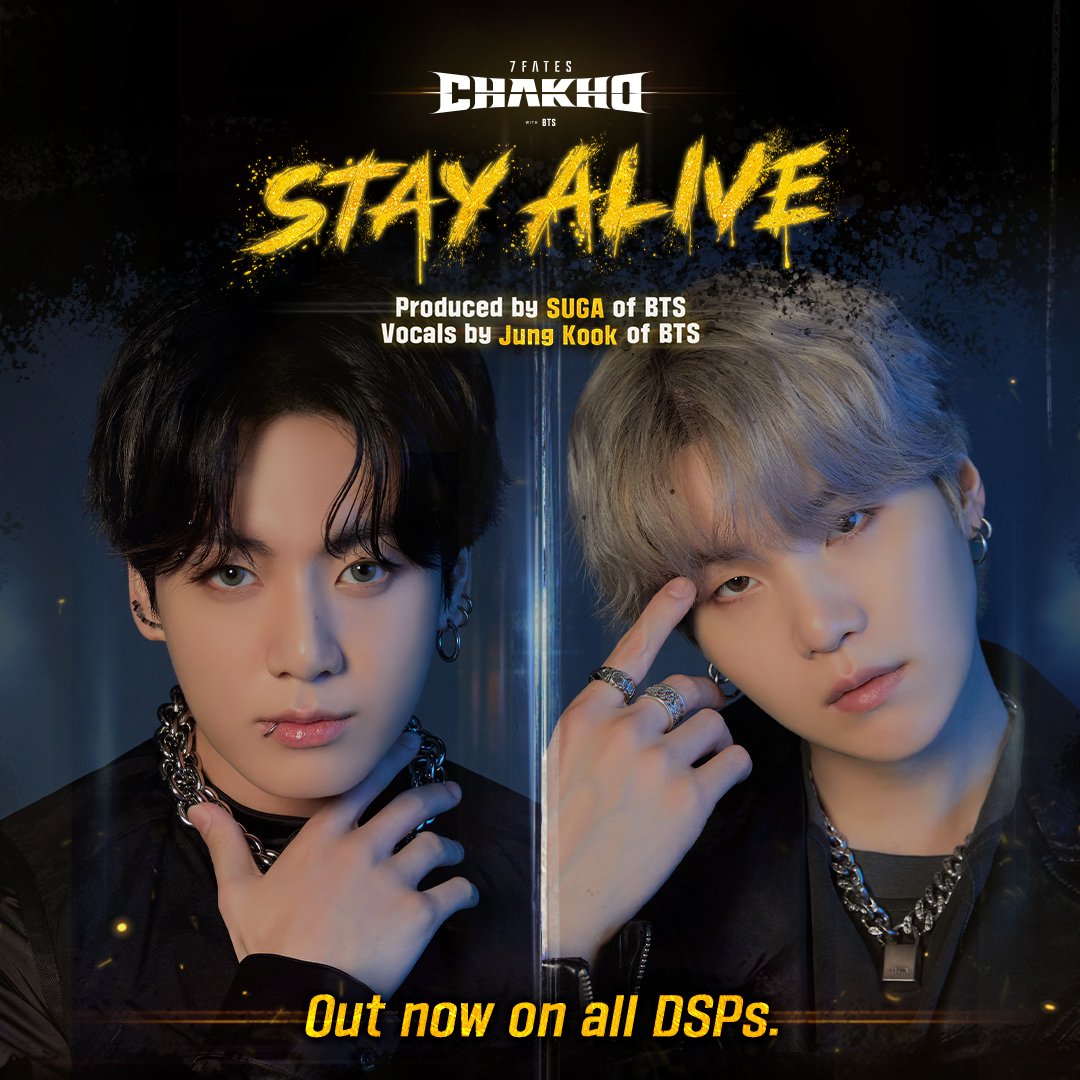 #StayAlive Promotion Video out now 
(🔗: youtu.be/yzjTpCgfIII) 

Jung Kook - ‘Stay Alive (Prod. SUGA of BTS)’
Now available on all DSPs.

#방탄소년단 #BTS #슈가 #SUGA #정국 #JungKook
#착호 #CHAKHO #StayAlive_CHAKHO

Every Saturday with #CHAKHO 
(linktr.ee/7FATES_CHAKHO)