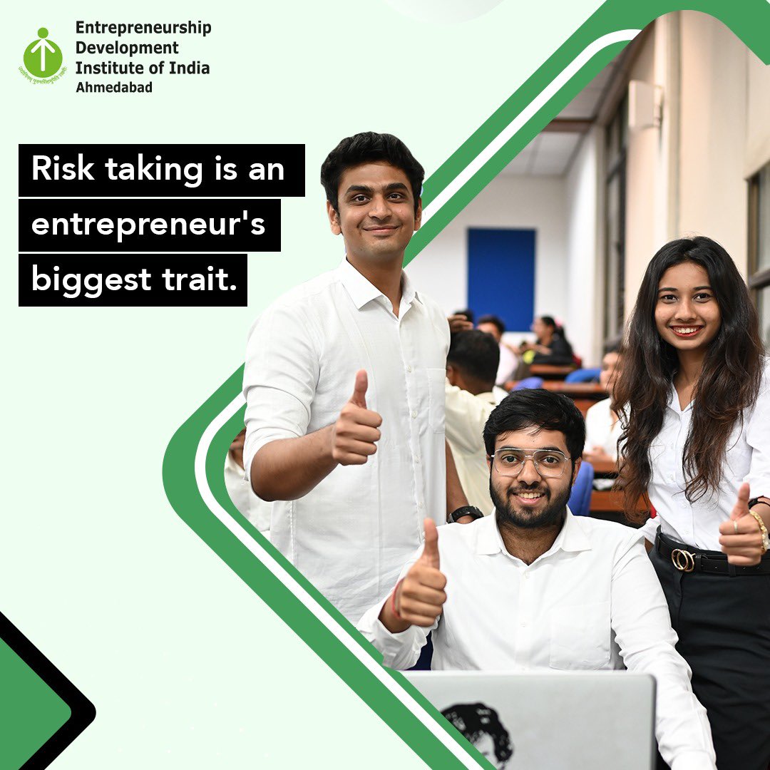 EDIIAhmedabad's tweet photo. An entrepreneur's journey is full of uncertain situations that have no tailor-made solutions. #LifeAtEDII trains aspiring entrepreneurs to increase their risk tolerance.
#entrepreneurs #EDII https://t.co/UWmr9w3S77