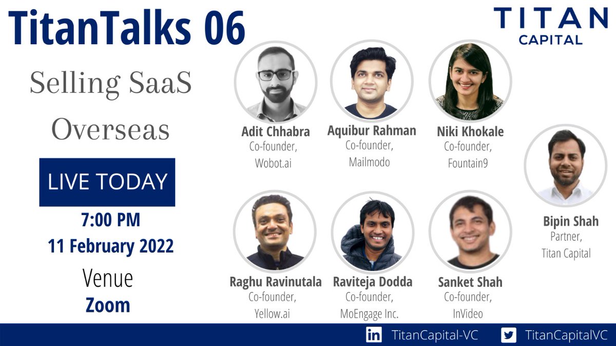 Join us today at 7 PM on Zoom where we are talking to amazing founders of our portco.

In this session, we are going to cover various aspects of selling SaaS overseas.

You can RSVP and set reminder for yourself by filling out the form below! #ZoomEvent

forms.gle/sLAkqX52Riibo7…