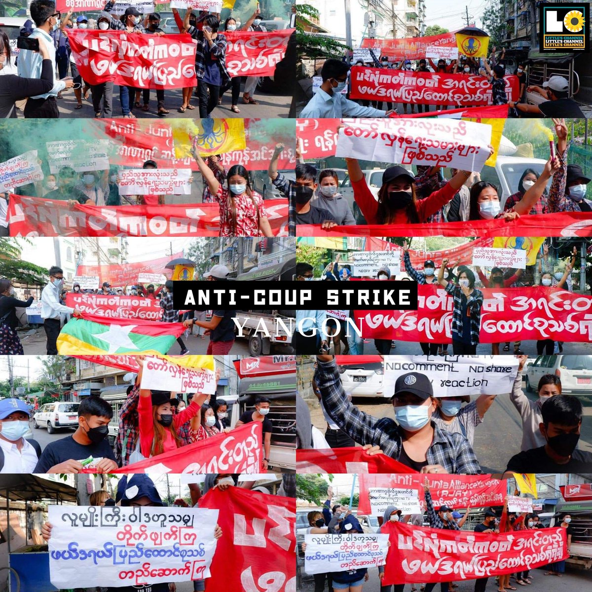 The pro-democracy youths of Yangon marched today and took to the streets to protest against military dictatorship as usual despite brutal crackdowns.🪧  #2022Feb11Coup #Telenor_StopTheSale #Telenor_EndWithCriminalJunta #WhatsHappeningInMyanmar