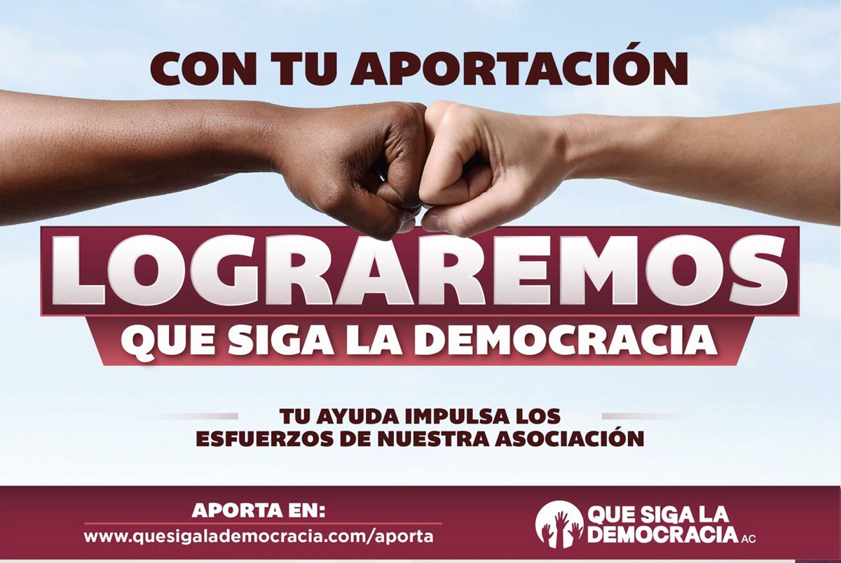 QueSigaMX's tweet photo. Con tu aportación, apoyas a nuestra sociedad civil. ¡Súmate y construyamos juntas y juntos una democracia más fuerte!

👉 https://t.co/p0i4Afa7Ux

#QueSigaLaDemocracia #QueSigaAMLO https://t.co/tlGEfhjg4P