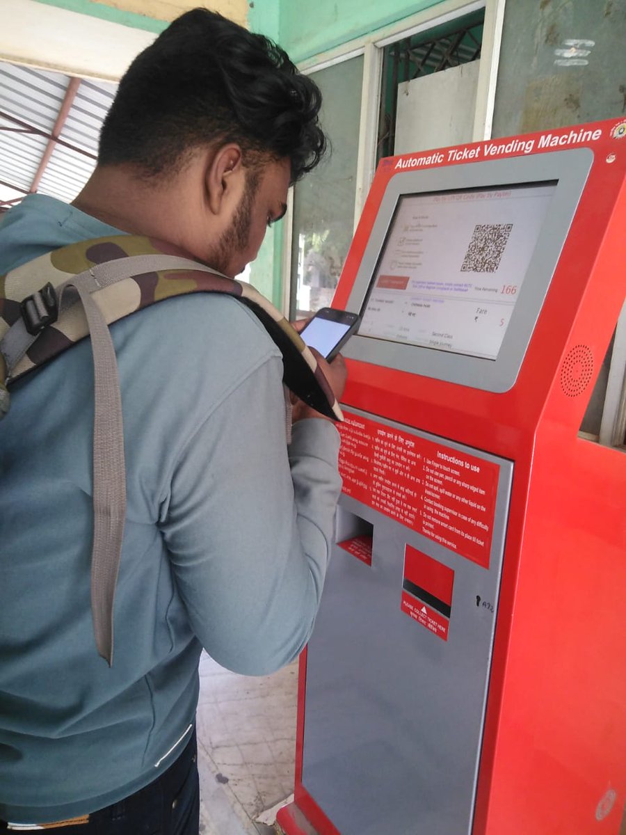 RailMinIndia's tweet photo. Ease of Ticket Booking!

New feature added in ATVMs; passengers can now use any UPI enabled app for payment of
- Journey Ticket
- Platform Ticket
- Renewal of seasonal ticket
- Recharge of smart card
Discount of 0.5% on renewal of suburban season tickets using UPI QR Code https://t.co/UVTP8K4pcQ