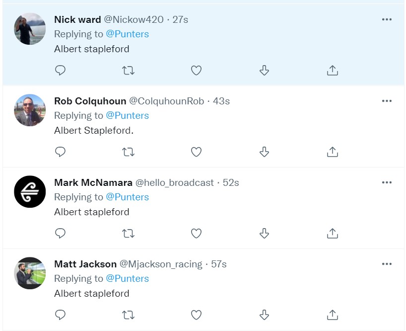Punters's tweet photo. It was a four-way go but @Mjackson_racing takes honours from fellow caller @hello_broadcast, with @ColquhounRob and @Nickow420 filling the exotics #CloseFinish https://t.co/xcCtwZrs3f