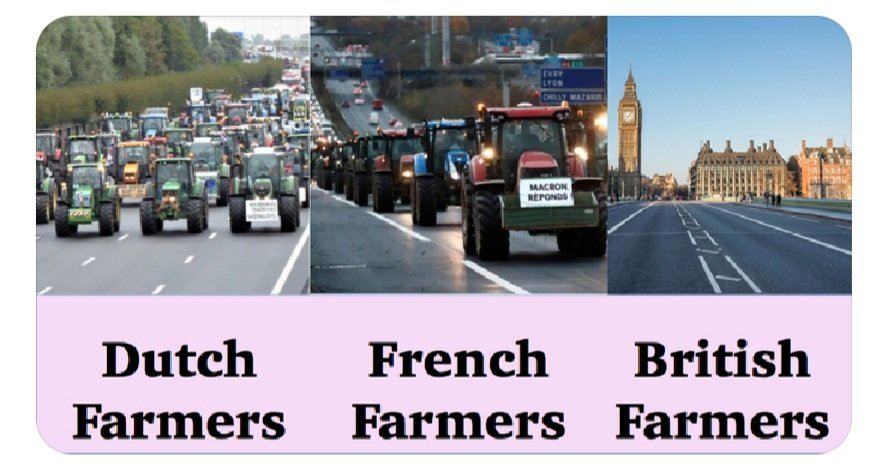 @LukeHanrahan When will #Farmers march on #DowningStreet. Some of them could pull tractors of pig carcasses! 
Like French #Farmers would. 
#FarmersProtest #Brexit #RemainersWereRight #bbcpm @Minette_Batters @BritishSave