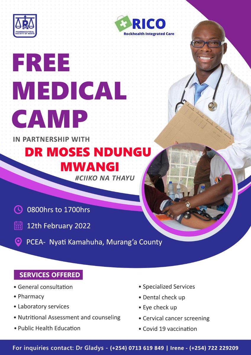 ricc_kenya's tweet photo. We will be offering a medical camp at muranga come and get a free check up... https://t.co/lwtniy3uZN