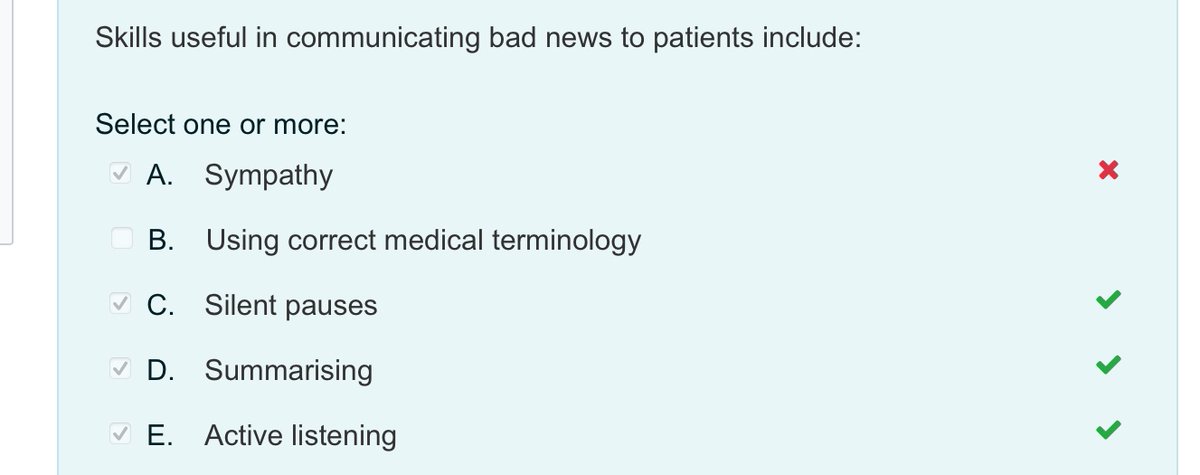 Good to know the RCS doesn't think sympathy is a useful skill in communicating bad news to patients... Genuinely one of the worst sets of pre-course assessment questions I've seen yet.