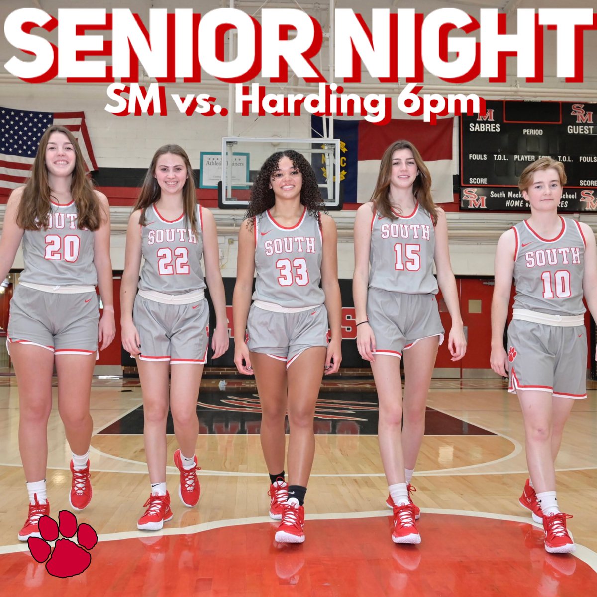 It’s Senior Night!  Come support the Lady Sabres in their last regular season game of the year.  Tonight vs Harding at 6pm.