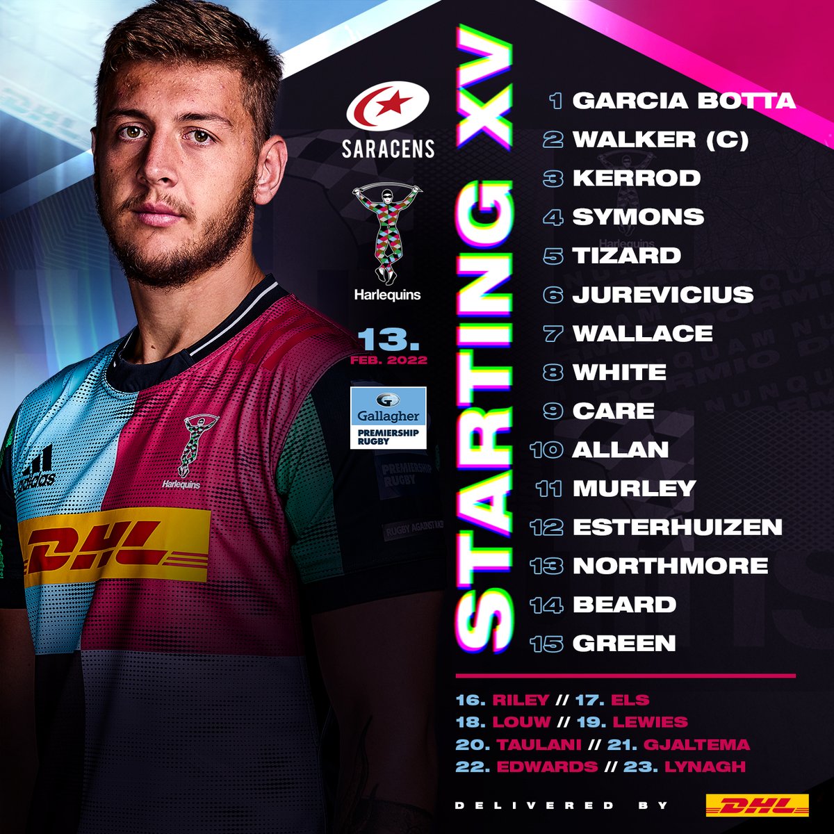 🃏 𝗬𝗼𝘂𝗿 𝗛𝗮𝗿𝗹𝗲𝗾𝘂𝗶𝗻𝘀 𝘁𝗼 𝗳𝗮𝗰𝗲 𝗦𝗮𝗿𝗮𝗰𝗲𝗻𝘀 𝗼𝗻 𝗦𝘂𝗻𝗱𝗮𝘆.

👊 Go well lads. 

📲 bit.ly/QuinsTeamForSa…  

🚚 Delivered by <a href="/dhlexpressuk/">DHL Express UK</a>. 

#COYQ #HARvSAR