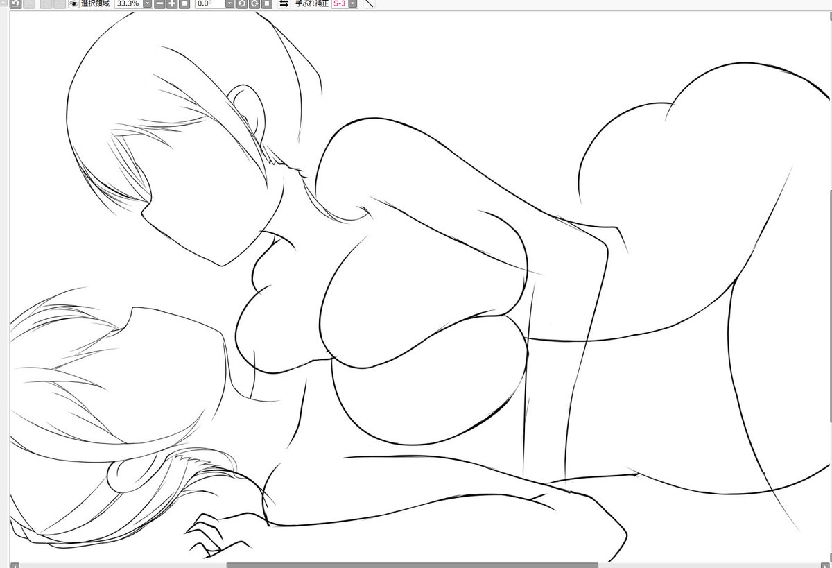 本日もスケベ線画をかきかき〆 (*'∀`*)b
二人キャラシーンで前からおっぱいがムニュって重なっているのを描いてみたいと思っていたので挑戦してるんですが・・・
まー難しいことこの上ないw 