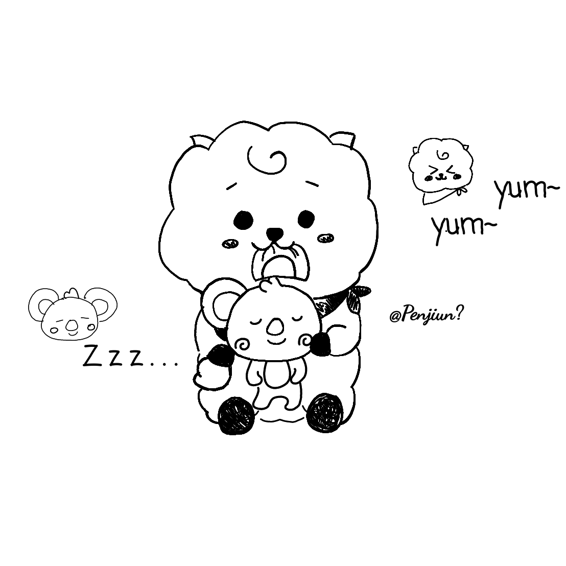 sanmui2's tweet photo. It's dinner time🤣🤤
Here is MUKBANG "EAT RJ"

 #BT21 #KOYA #RJ #SHOOKY #MANG #CHIMMY #TATA #COOKY https://t.co/I9kwoo3ZWX