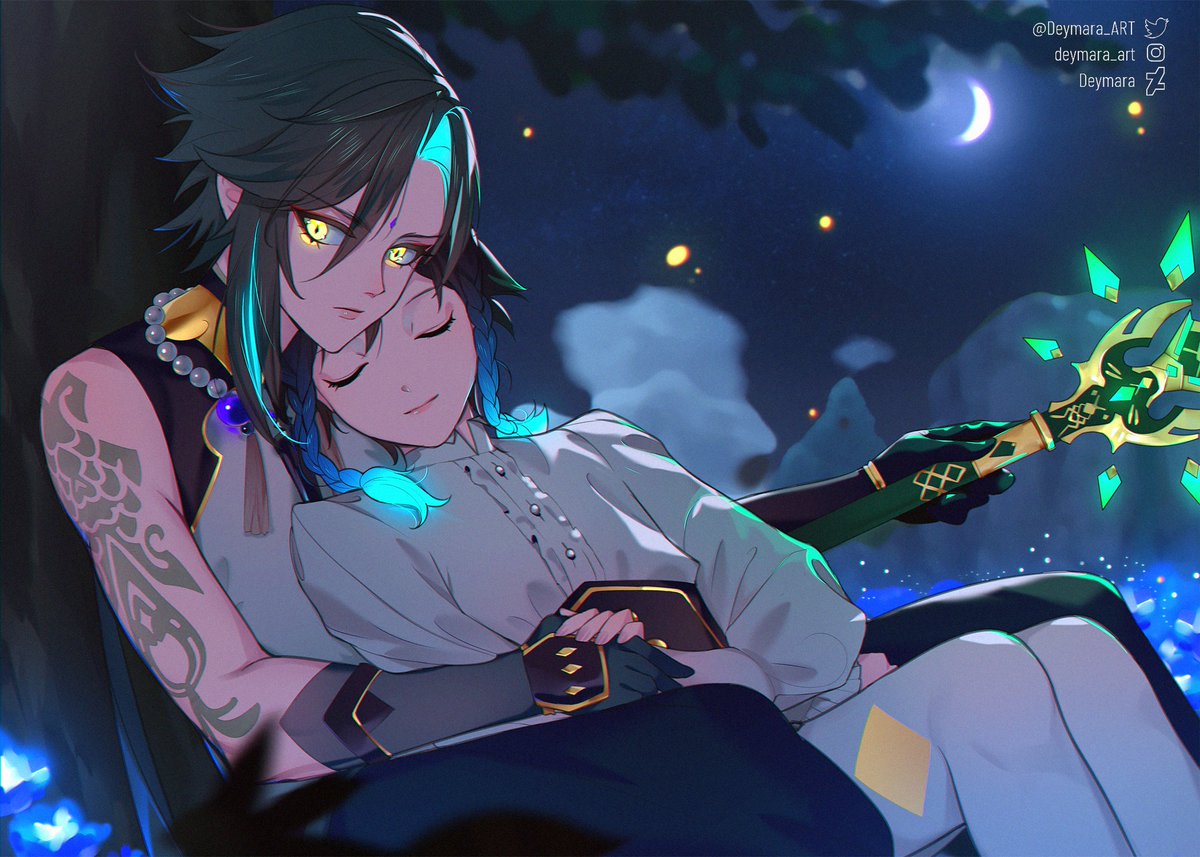DeyMara_ART's tweet photo. Dream Devourer guarding the sleeping God 💕

#xiaoven  #genshinimpactfanart https://t.co/y1ckzm0057