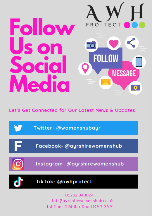 Follow us on all our social media and stay updated!!!
#awhprotect #ayrshirewomenshub #empoweredwomenempowerwomen #hubcafe #getinvolved #givingbacktothecommunity #community #getinvolved  #opening #charityevent #donate #givingback #causes #nonprofitorganisation #Folllow