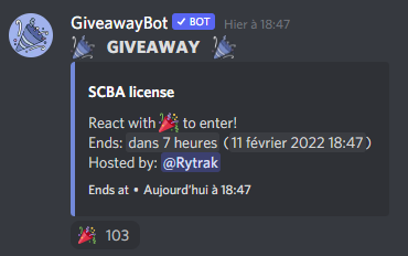 rytrak's tweet photo. #Giveaway #FiveM Nous sommes heureux de vous annoncer notre premier giveaway disponible sur notre discord ! 🎁
Déjà plus de +100 personnes ont participé au giveaway pour tenter de gagner une licence SCBA !
Il vous reste 7 heures, alors rejoignez-nous 👀
https://t.co/9fBwqGfV0o https://t.co/mwOVlmXwag