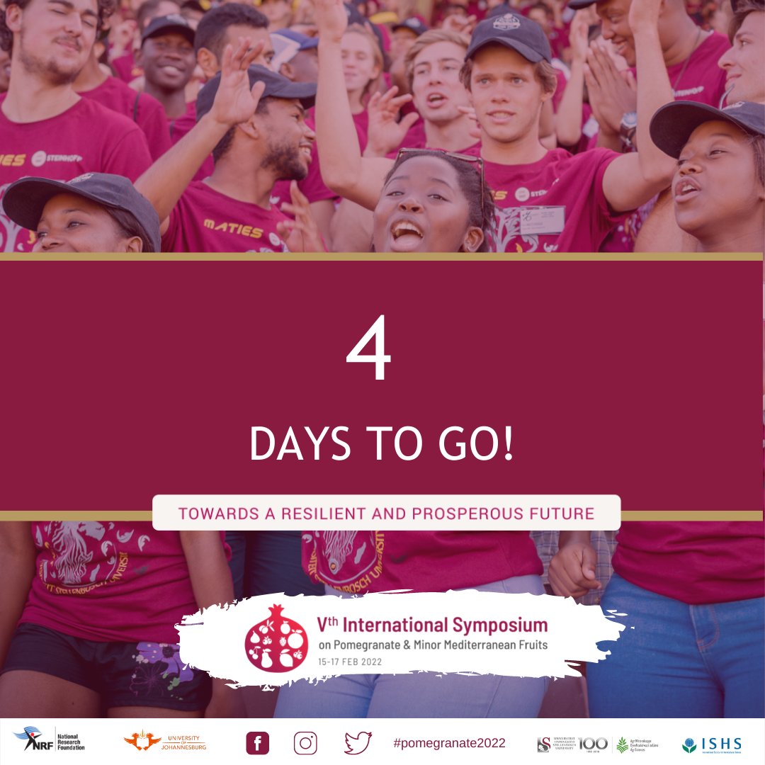 Countdown to the symposium - 4 more days!!!

Visit our website for more info on the Preliminary Programme, Keynotes and Guest Speakers.

ishsstellenbosch.org
15-17 February 2022
#pomegranate2022