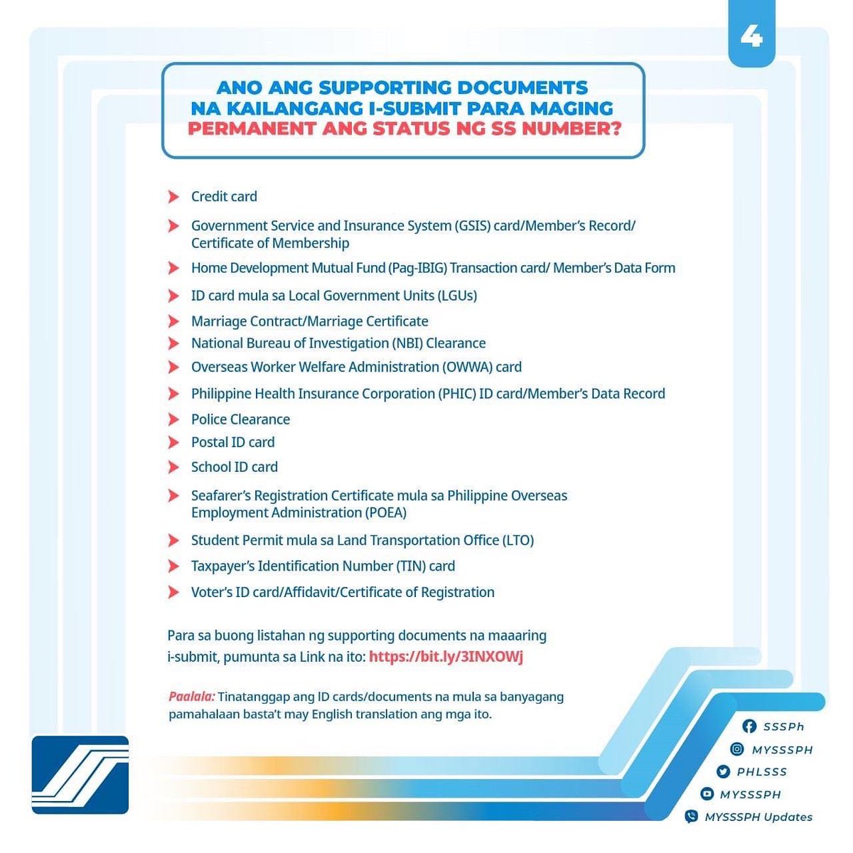MYSSSPH's tweet photo. READ: TEMPORARY pa ba ang SS Number mo? Gawin nang PERMANENT yan! Submission of supporting documents is now available online through My.SSS or SSS Mobile App. Alamin dito kung paano:
#expresss
#HandogSaMiyembroSerbisyongMakabago https://t.co/AMcVUMB1EO