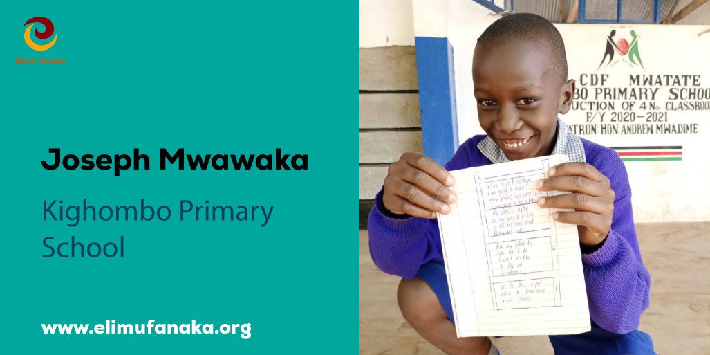 elimufanaka's tweet photo. Joseph’s goal on (My Power of Yet) activity is to become a pilot and steps to achieve this dream has been well put on paper. Nani kama Jose!...
#QualityEducationForAll
#BooksDriveCampaign
#JengaLibraryna10Bob
#CommunityDevelopment
#ElimuFanaka @KICDKenya https://t.co/1UpcdvKGti