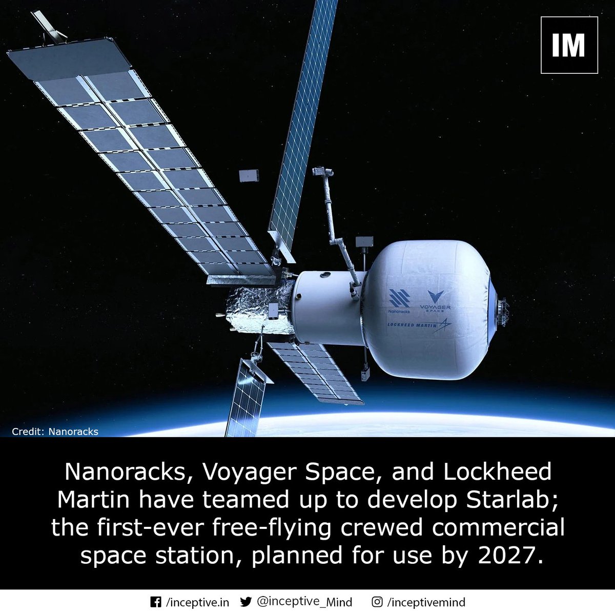 Inceptive_Mind's tweet photo. Starlab, a crewed commercial space station planned to fly in 2027.
#starlab #spacestation #nanoracks #voyager #flyingcrew #innovation #newinvention #inceptivemind https://t.co/JrYhH5Bvlx