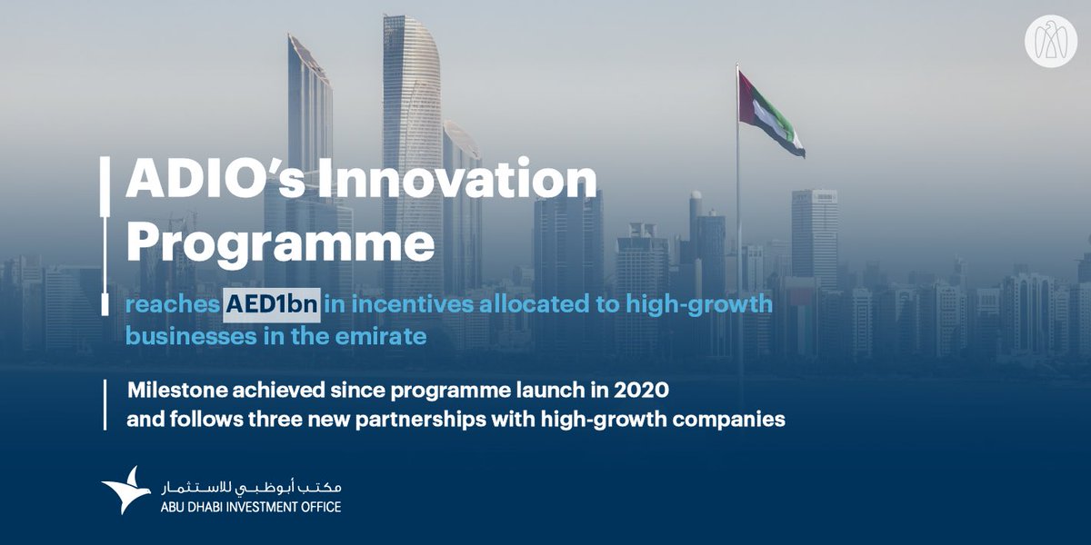 .<a href="/InvestAbuDhabi/">Abu Dhabi Investment Office</a>’s Innovation Programme has reached AED1 billion in incentives allocated to support high-growth businesses #inAbuDhabi, following new partnerships with Fairwater Capital, Frontera Capital and COFE App.
