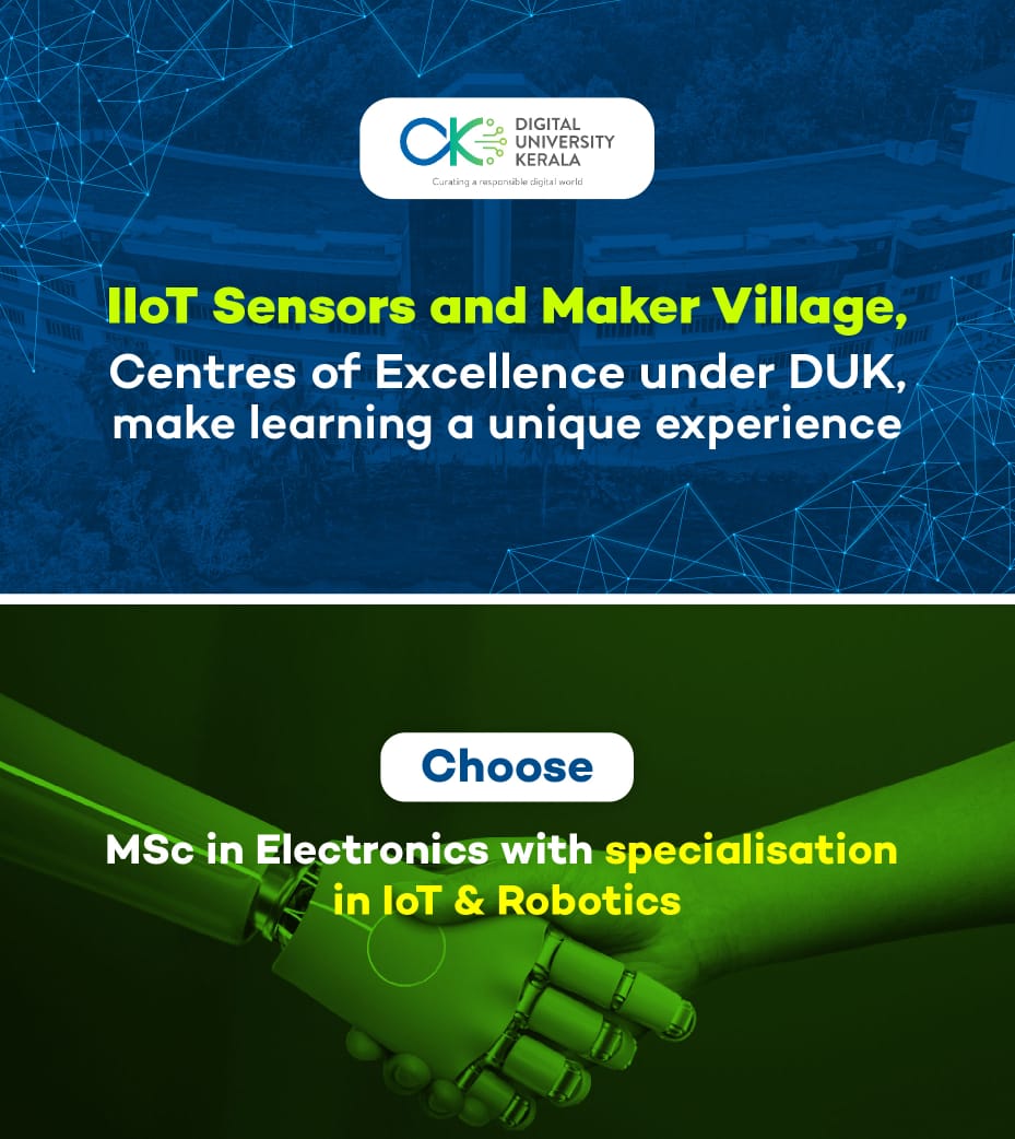 Exposure to live projects makes learning unique at <a href="/dukerala/">Digital University Kerala</a>
#IoT #IIoT #robotics #electronics