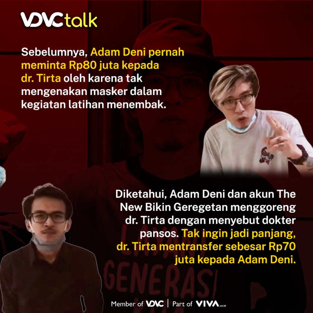 vois_channel's tweet image. Adam Deni kini menjadi tersangka atas kasus mengunggah dokumen orang lain di media sosial. Sebelumnya, Adam Deni selalu ramai berita perseteruan dengan Jerinx. 
#VDVCTalk #AdamDeni #Jerinx #drTirta #Viral