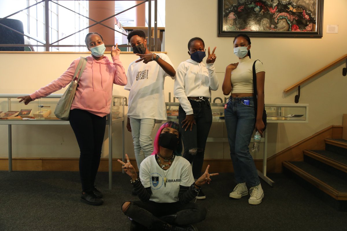 UCTLibrary's tweet photo. New students getting familiar with our Chancellor Oppenheimer library. Thanks for visiting us students, hope to see you again soon. "Nothing is pleasanter than exploring a library." Walter Savage Landor #libraryorientation #librarytours #UCTorientation2022 https://t.co/A7YR6PSpf3