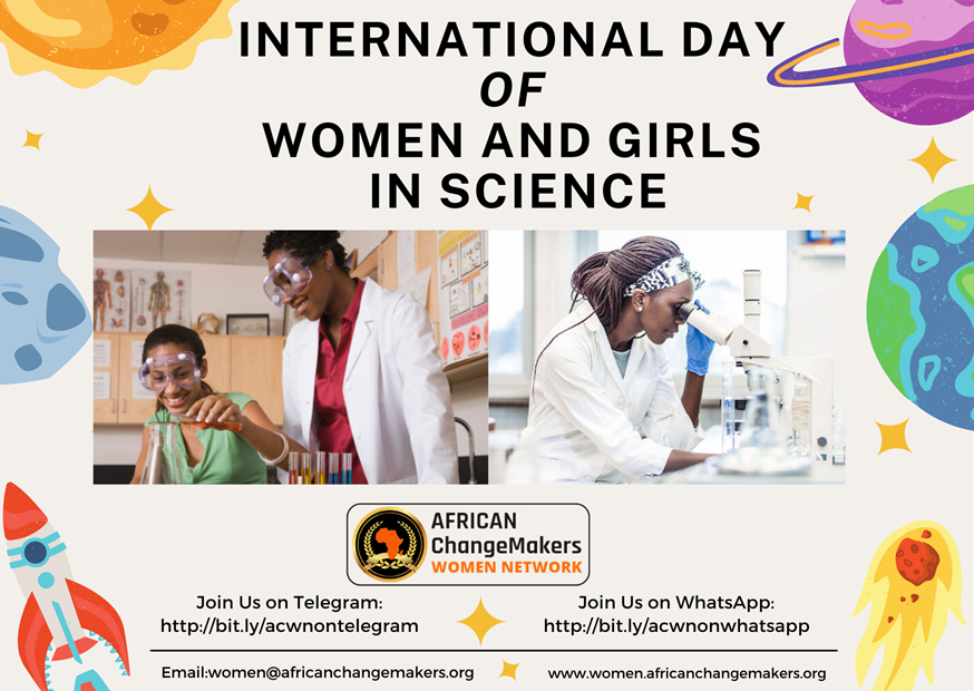ChangemakerLead's tweet photo. African ChangeMakers Women Network (ACWN) commemorates the International Day of Women and Girls in Science.

#Changemakers #TechWomenAndGirls #Science #EqualAcess #EqualOpportunities  #WomenAndGirlsInScience #ACiWomen #ACWN #ACi 
#AfricanChangemakers https://t.co/4Ss8ZU3oDj