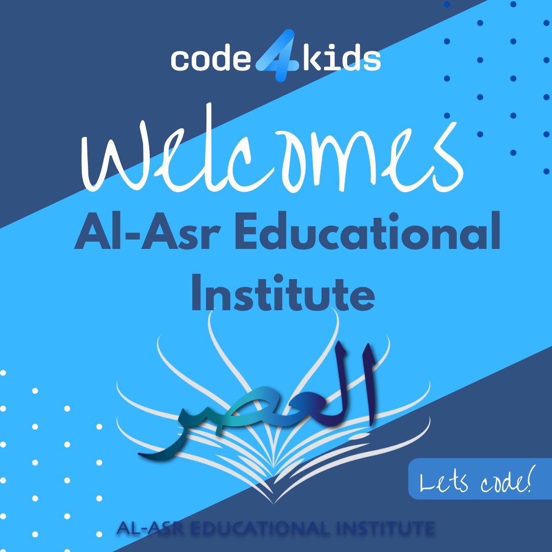 A very warm welcome to Al-Asr Educational Institute who will be using <a href="/getcode4kids/">getcode4kids</a> coding courses in their classrooms this year! #Code4Kids #Code #LearnToCode #Codingforkids #edtech #codingcourses