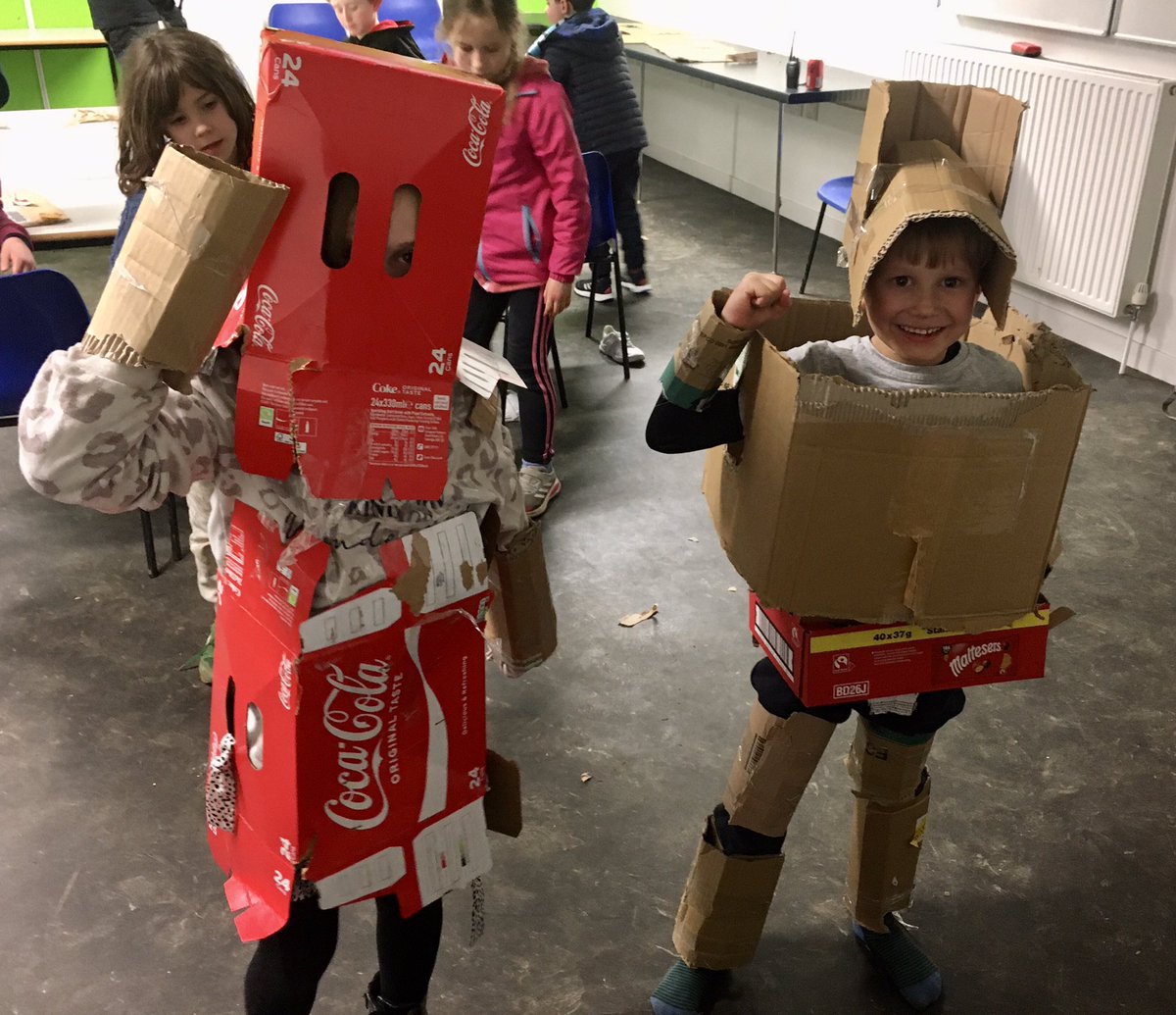CastleCarrock's tweet photo. Last night- evening walk in the woods and a challenge to create cardboard clothing! #Class3DoDukehouse https://t.co/YoY5KWFw3Y