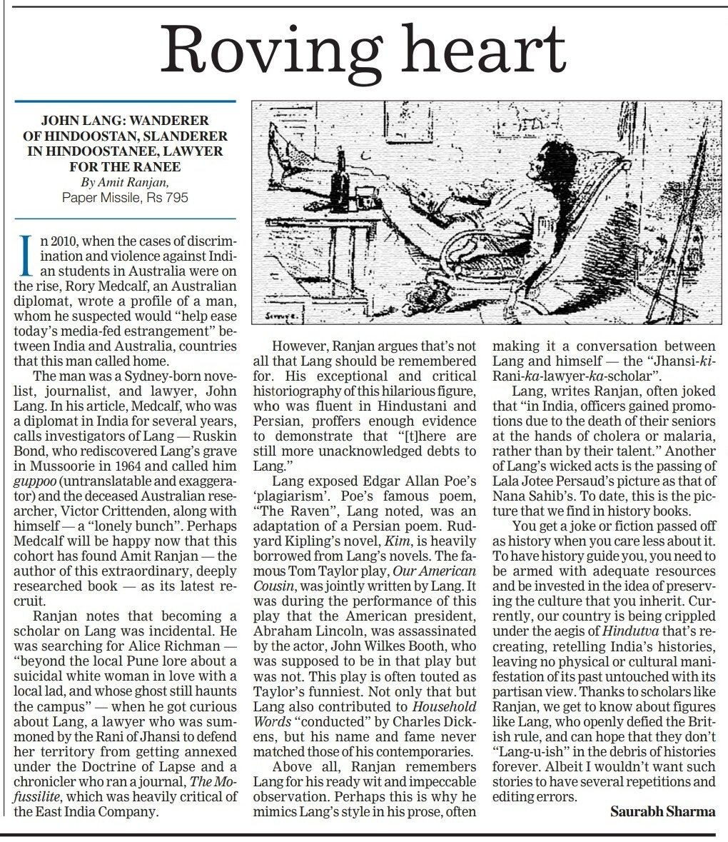 writerly_life's tweet photo. Slut’s first Telegraph byline. #BookReview 
#JohnLang by #AmitRanjan #NiyogiBooks https://t.co/9wRcB1uNcS