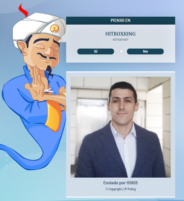 Nicolas7008's tweet photo. Grande @HITBOXKING, te encontré en Akinator <3 https://t.co/fGLgiwaEzp