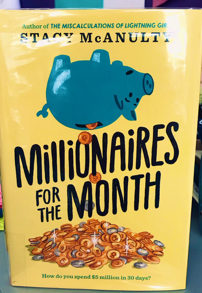 BEST 5th grade book talk in a while. Kids are PUMPED and intrigued to find out how the characters spend 5 million in one month. They definitely had their own ideas, a trip to the moon anyone? <a href="/catfeinatedTL/">Catherine Bae</a> <a href="/stacymcanulty/">Stacy McAnulty</a>