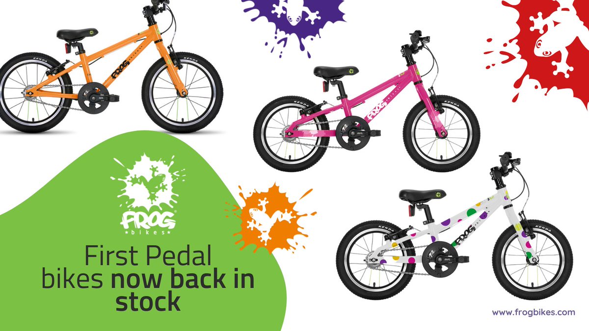frogbikes's tweet photo. First pedal bikes now back in stock! 🎉
We've now got Frog 40 pink & spotty & Frog 44 orange in stock. The best bikes for early Balance Bike graduates to help build confidence in cycling abilities. Order from local stockist.
🐸https://t.co/AEVWav1nmP
#frogbikes #firstpedal https://t.co/2be9YUPYln