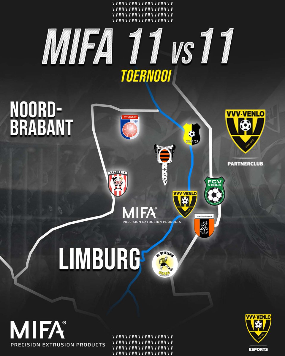 vvvesports_'s tweet photo. 👉 𝗗𝗘𝗭𝗘 𝗩𝗘𝗥𝗘𝗡𝗜𝗚𝗜𝗡𝗚𝗘𝗡 𝗗𝗢𝗘𝗡 𝗔𝗟 𝗠𝗘𝗘! 👈

⁉️ Voetbal jij bij een partnerclub van @VVVVenlo?

☑️ Meld je dan snel aan voor het Mifa 11vs11 Toernooi via https://t.co/PP5QewjOYc

#Mifa #VVVesports #Partnerclub https://t.co/QWgb0A7lzJ
