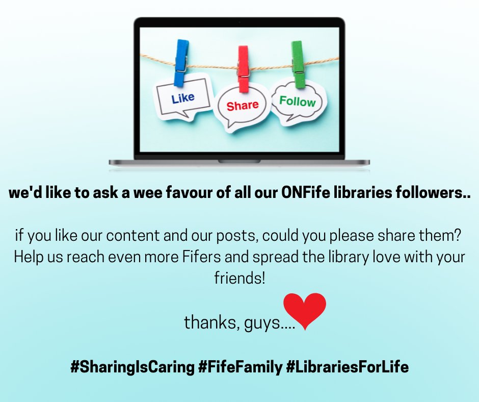 from your friendly ONFife libraries xx
#Fife #Libraries #ScottishLibraries #LibrariesForLife