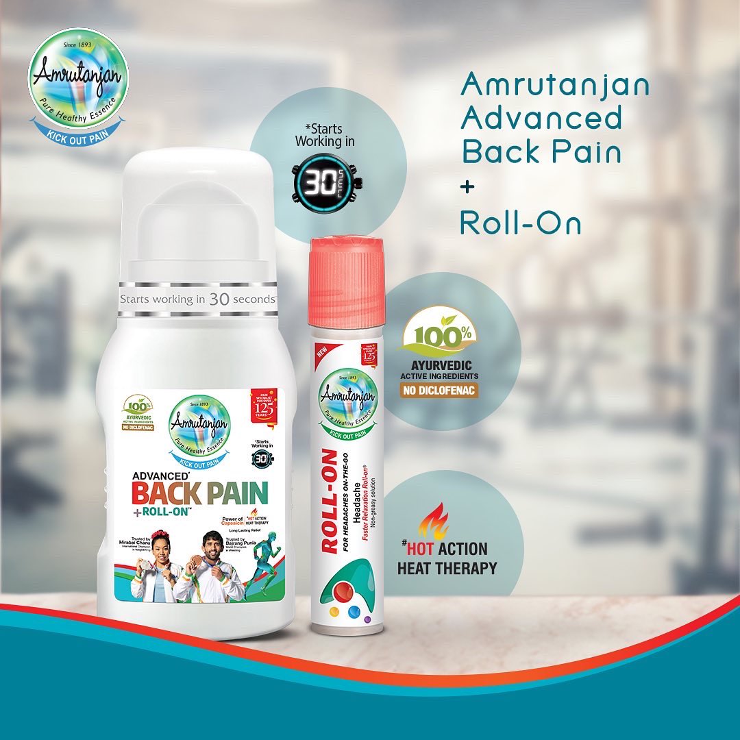 AmrutanjanH's tweet photo. Occurrence of pain cannot be controlled but being prepared to tackle it, can be. Amrutanjan Advanced Back Pain + Roll-On is a unique formula for faster relief i.e. easy to carry and apply. It’ll come in handy at all times, everywhere.
#kickoutpain #amrutanjan https://t.co/vlPqrCwZtg