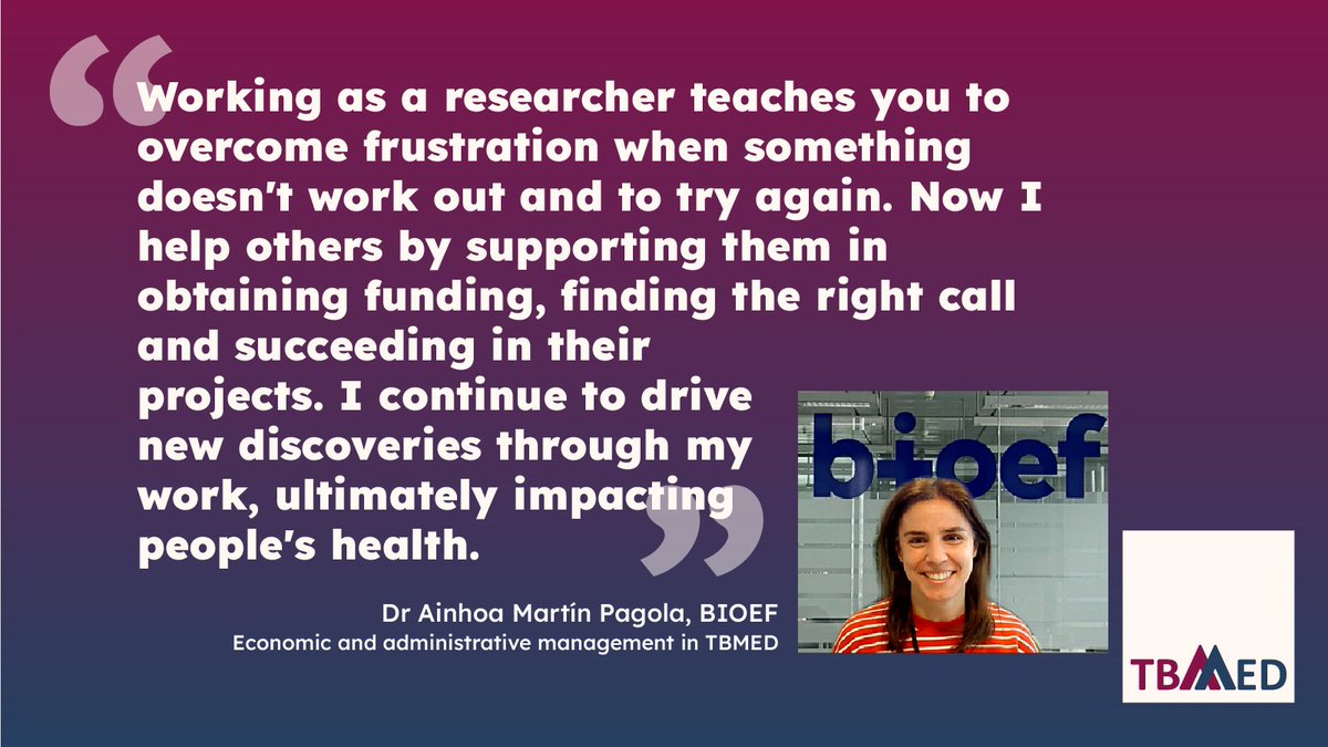 Today’s #WomenInScience Day is a great opportunity to celebrate the remarkable women in our #TBMED project doing cutting-edge #research

Ainhoa translates her determination to overcome #obstacles into offering #support to fellows and colleagues. Her advice: Never give up!