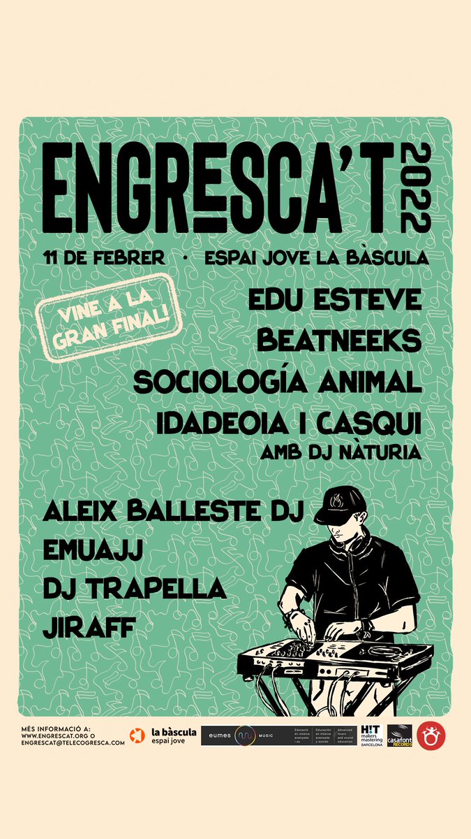 Avui és el gran dia!

⏰Obrim portes a les 17.45h
📍A l'espai Jove la Bàscula
⚠️Recorda utilitzar la mascareta en tot moment.