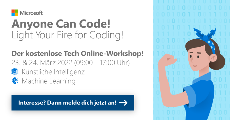 code_your_life's tweet photo. Deine Ideen verdienen mehr als die Schublade: Mach mit bei #AnyoneCanCode, dem Online-Workshop für #Frauen &amp; #genderqueer|e Menschen jeden Alters.Gemeinsam entwickeln wir mit #KI I&amp; #MachineLearning unsere eigene Social Media-App. 💪 Coding- oder Tech-Erfahrung ist nicht nötig!